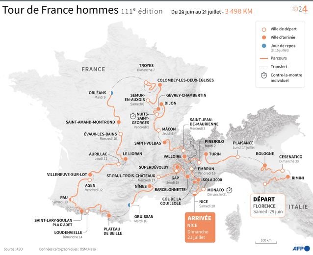 CARTE. Tour de France 2024 Tourmalet, Galibier, cinq étapes en